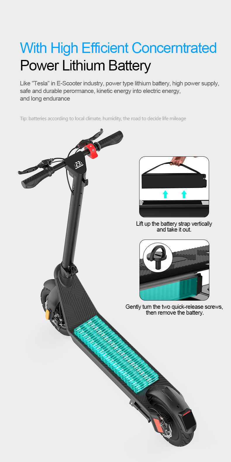 X9-500w 10 Inch Luxury Adult Fast E Scooter With Removable Battery  